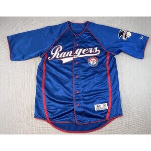 Texas Rangers Baseball Jersey Mens Medium True Fan Blue MLB Baseball Y2K Style